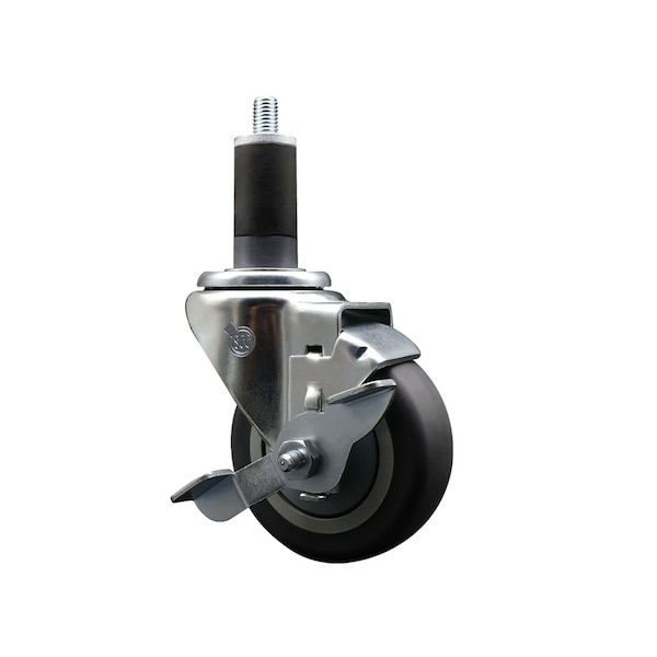3.5'' SS Thermoplastic Rubber Swivel 1-1/4'' Expanding Stem Caster with Brake